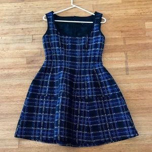 Nanette Lepore Blue and Black Plaid Mini Dress